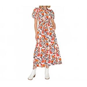 NEW LOVE WEDNESDAY belted midi shirt dress in jacobean print